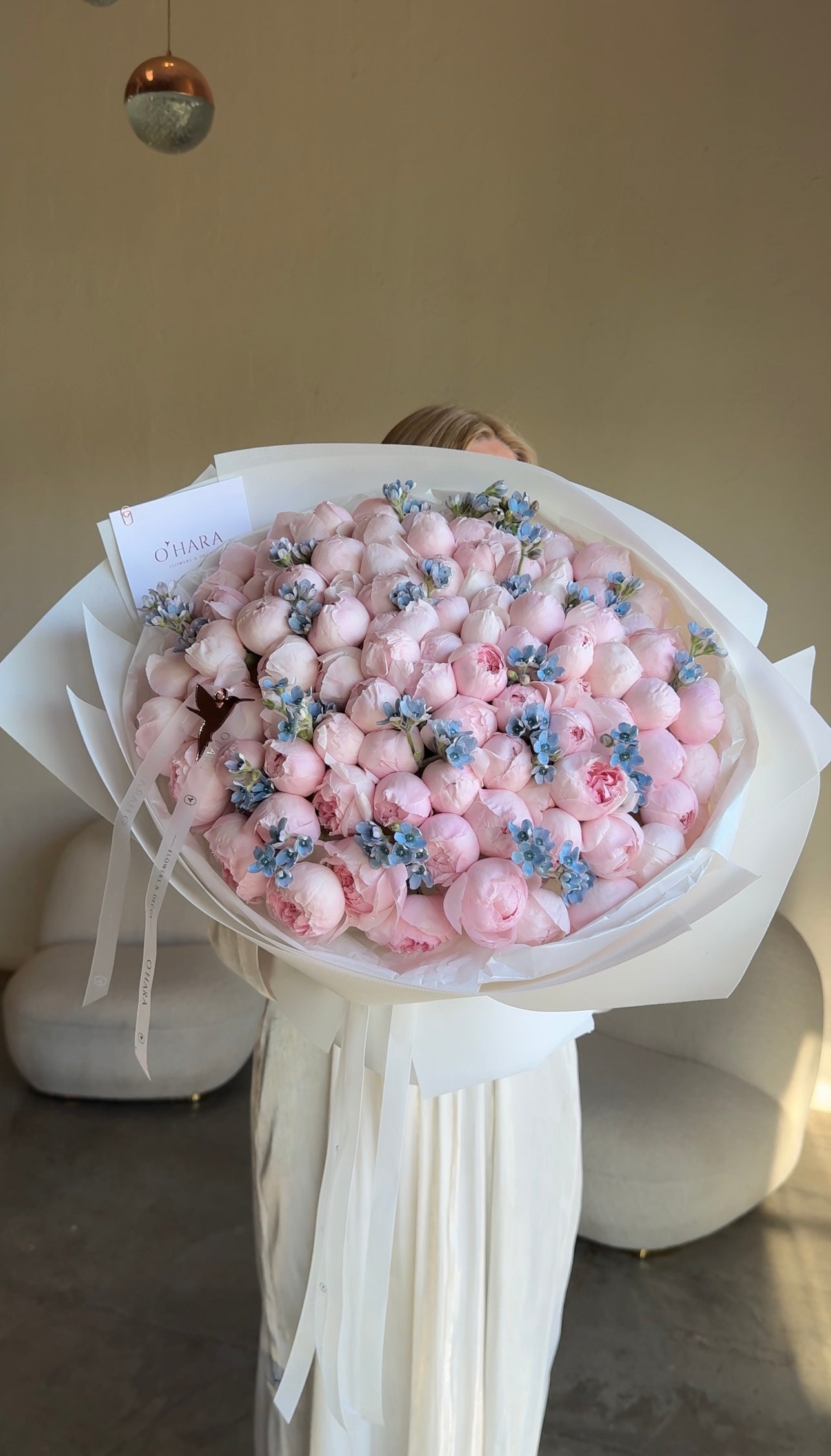 Peony heart blue L